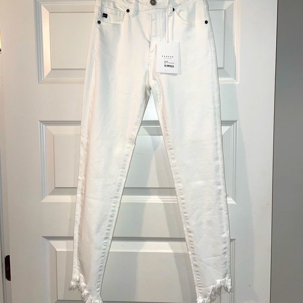 White Raw Edge Mid Rise